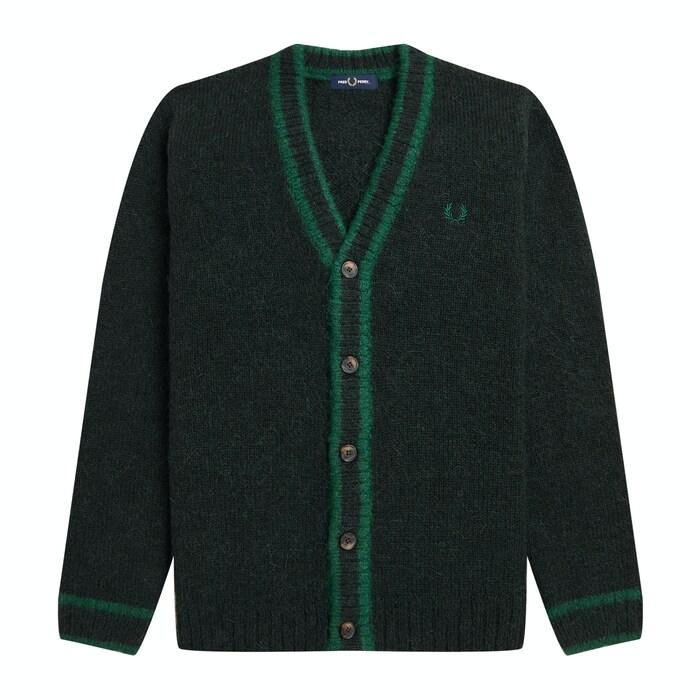 men dark green alpaca blend cardigan