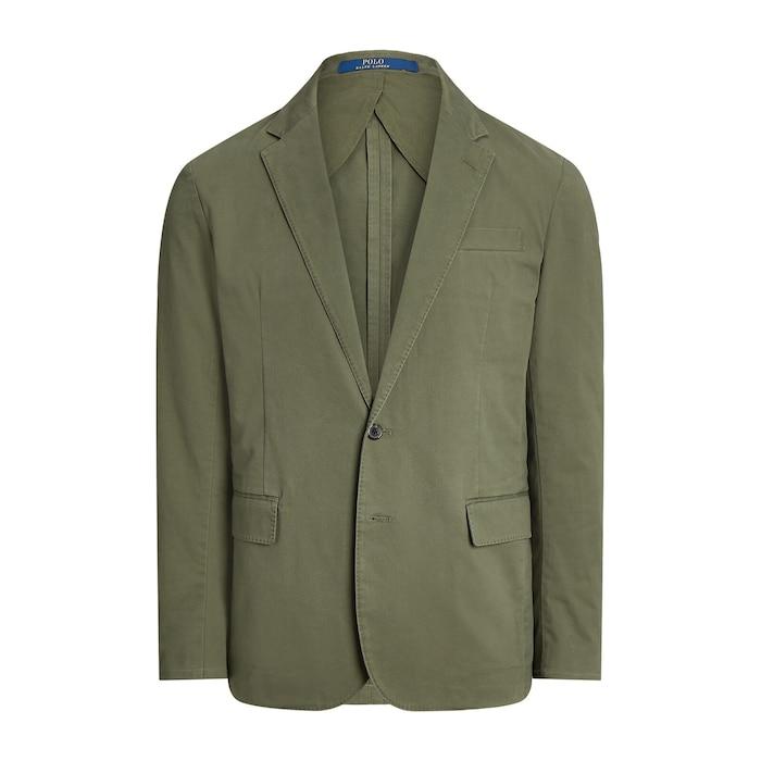 men dark green polo stretch chino suit jacket