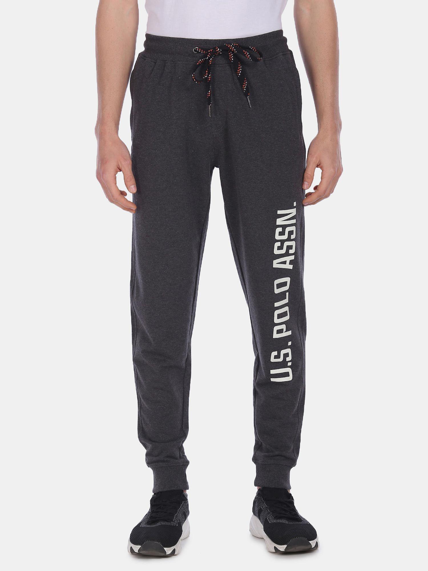 men dark grey i675 comfort fit printed cotton poly joggers