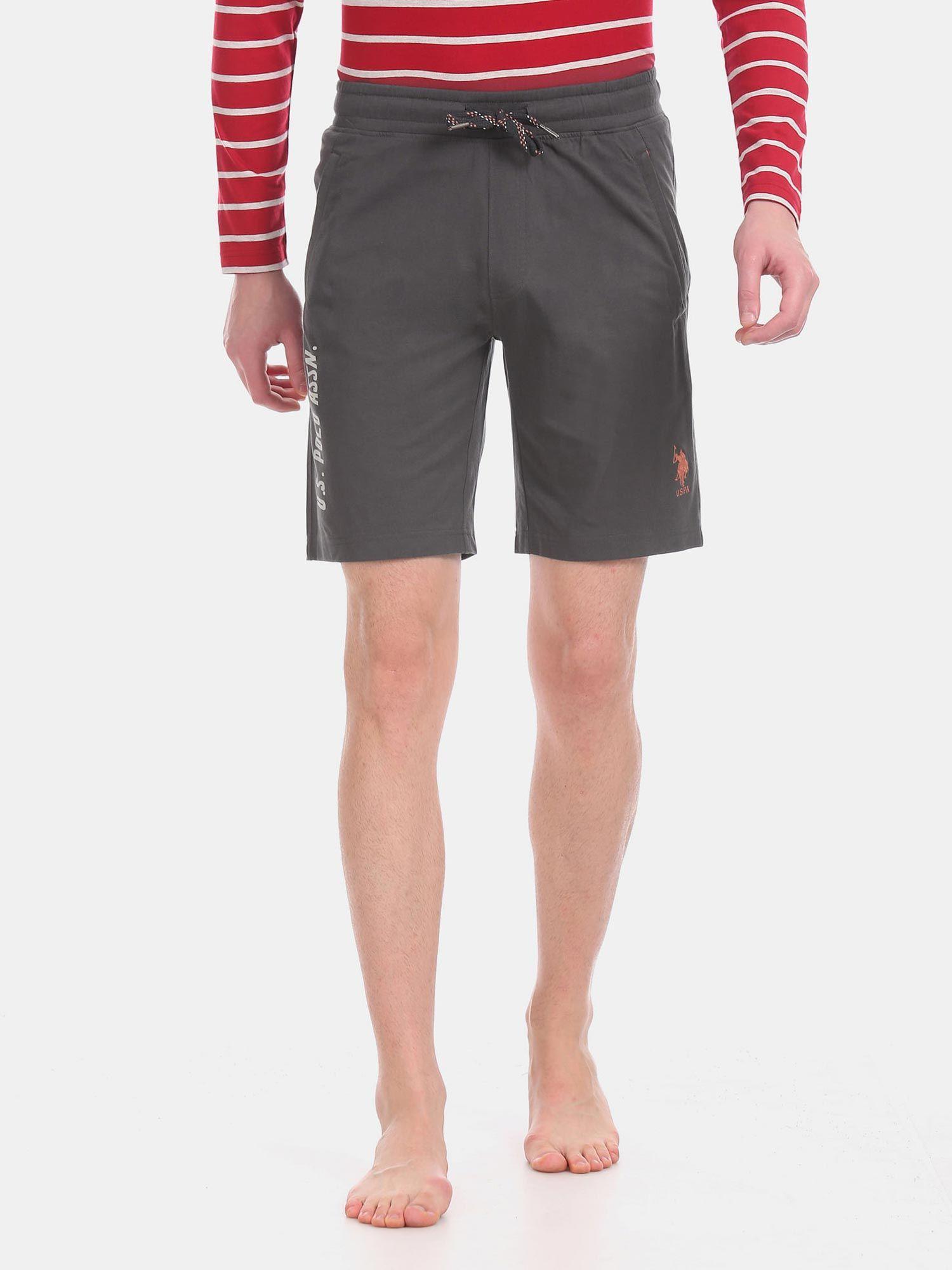 men dark grey i677 comfort fit solid cotton polyester shorts