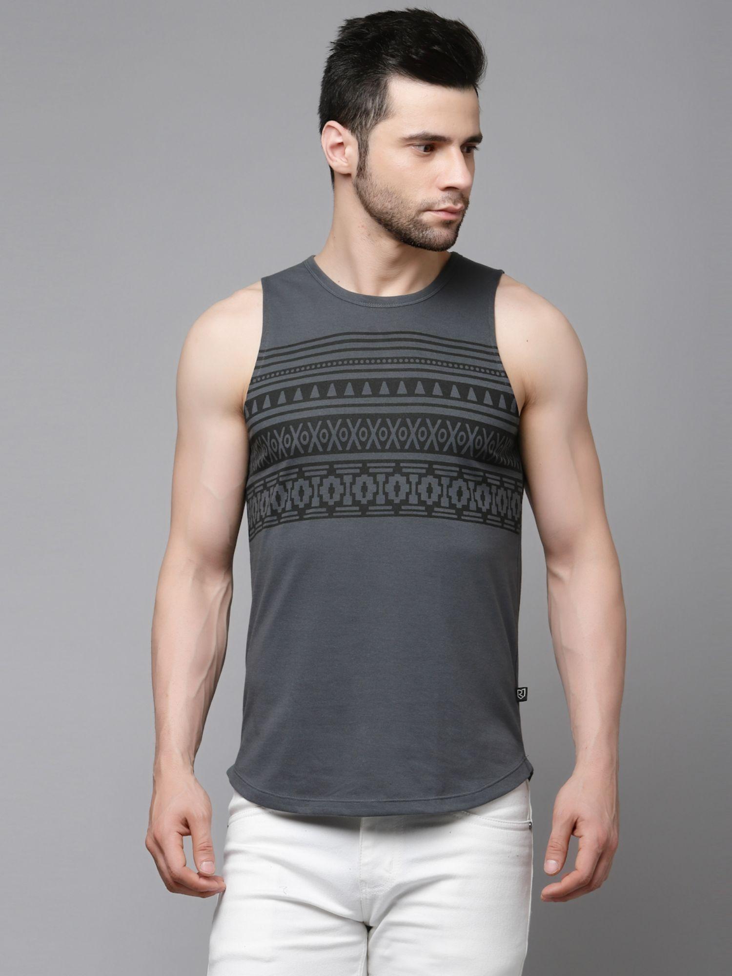 men dark grey vest t-shirt