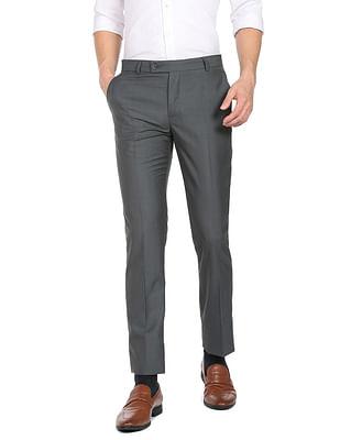 men dark grey windowpane check hudson tailored fit formal trousers