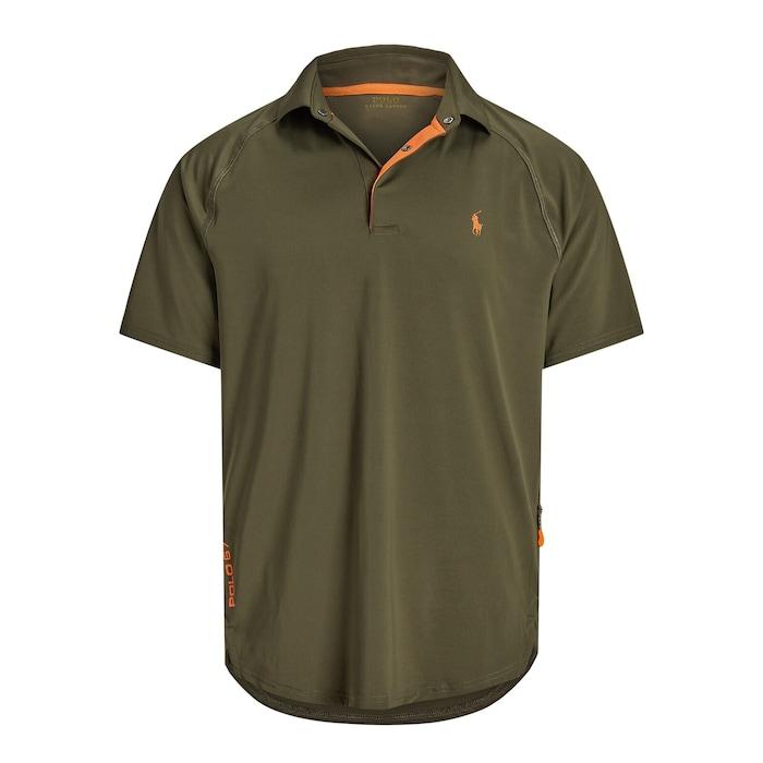 men dark olive custom slim fit performance polo