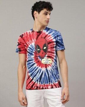 men deadpool print regular fit crew-neck t-shirt