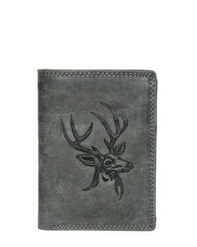 men deer embossed bi-fold card holder