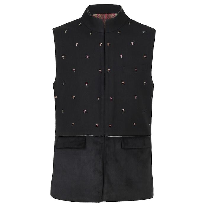 men diamante black waistcoat