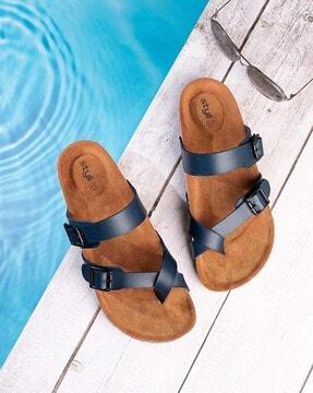 men double-strap sandals with buckle closure