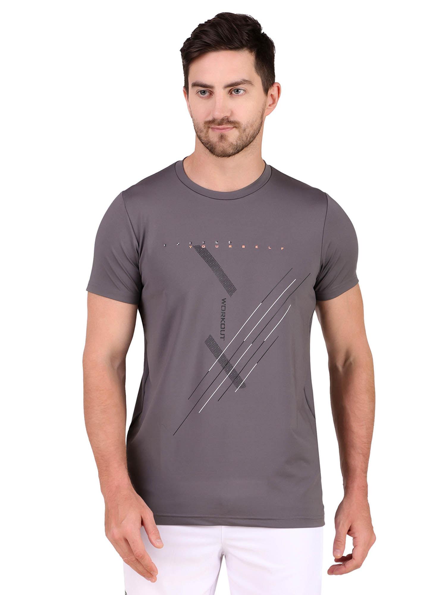 men dry touch round t-shirt - grey