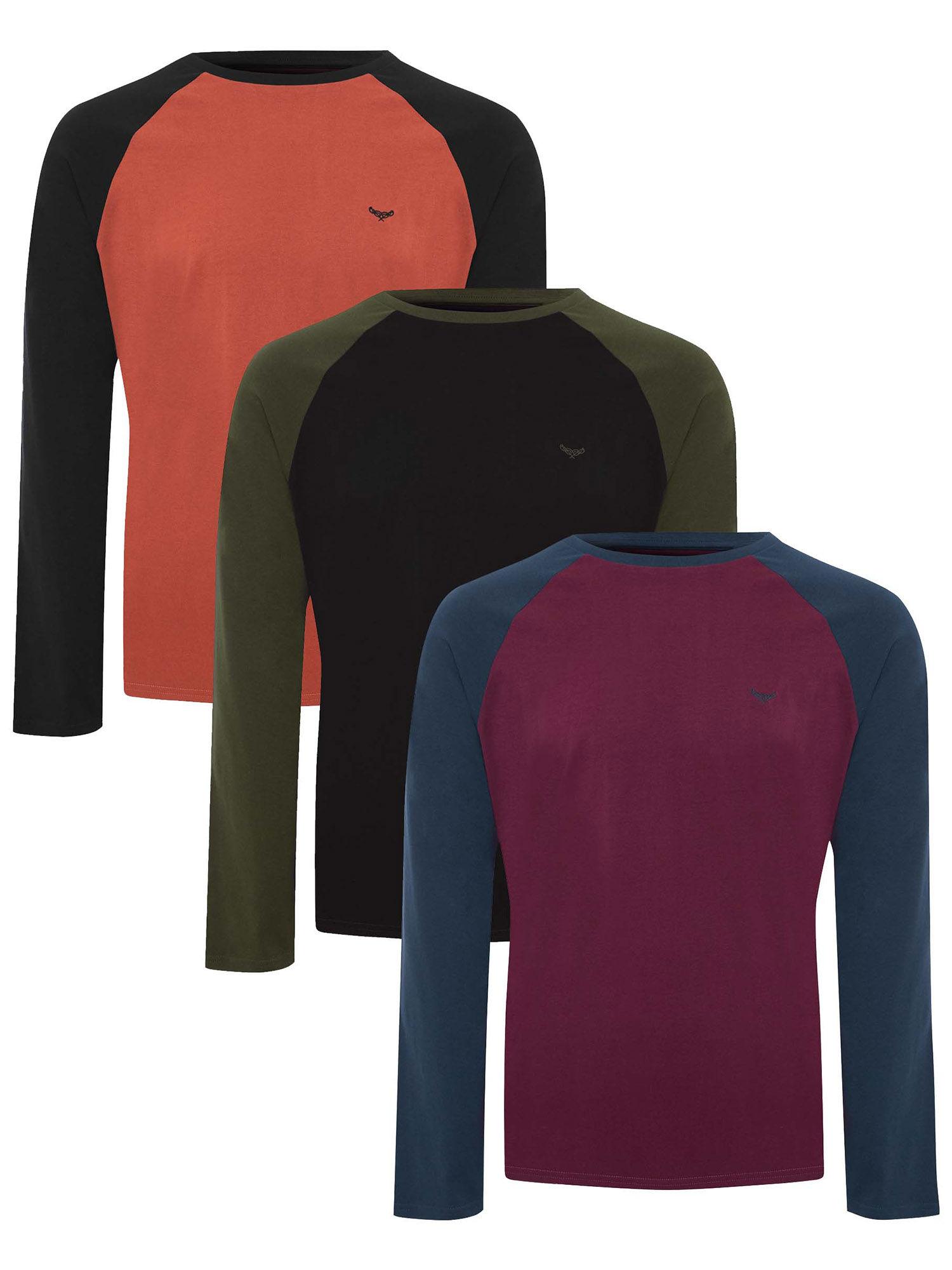 men dusk mix raglan long sleeve t-shirts (pack of 3)