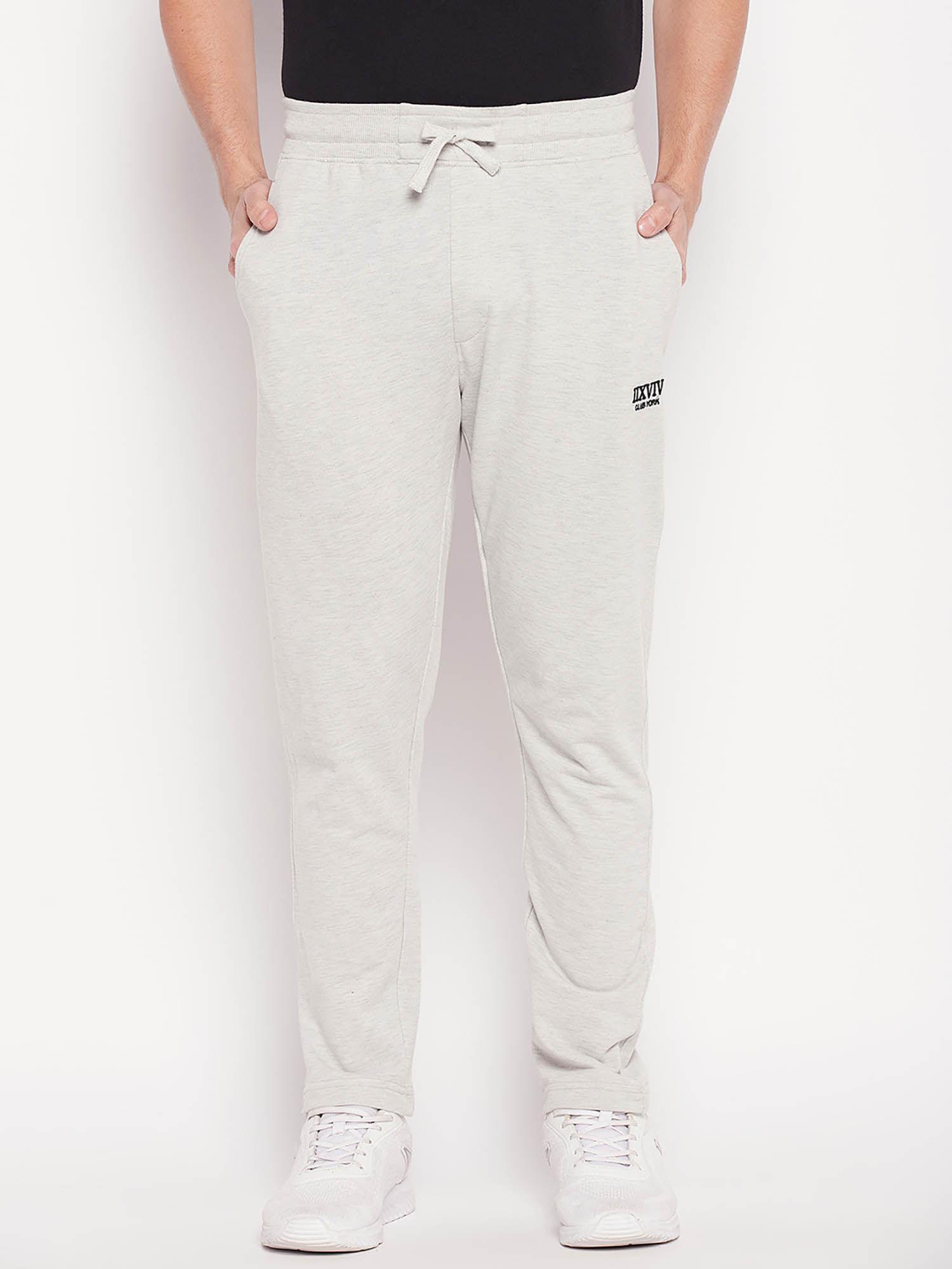 men ecru melange solid track pant