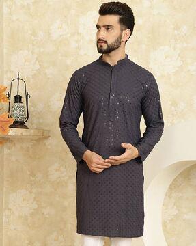 men embellished long kurta