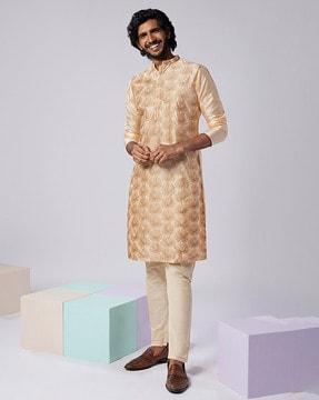 men embellished regular fit kurta