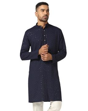 men embellished regular fit kurta