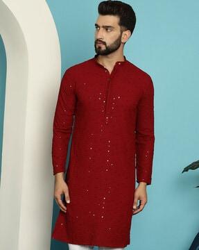 men embellished regular fit kurta