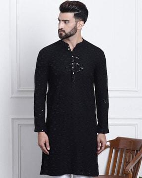 men embellished regular fit kurta