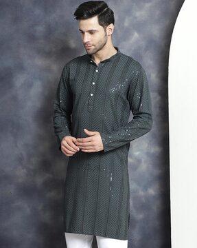 men embellished regular fit kurta