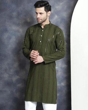 men embellished regular fit kurta