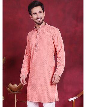 men embellished regular fit kurta