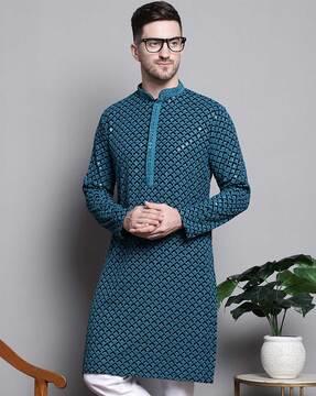 men embellished regular fit kurta