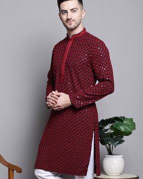 men embellished regular fit kurta