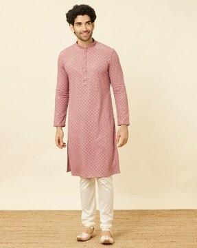 men embellished regular fit kurta