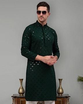 men embellished regular fit kurta