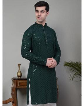 men embellished regular fit kurta