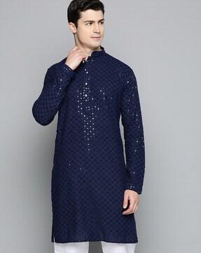 men embellished regular fit kurta