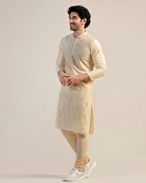 men embellished regular fit kurta