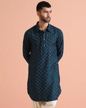 men embellished regular fit kurta