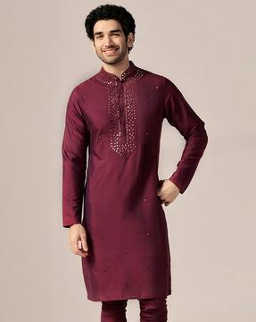 men embellished regular fit kurta