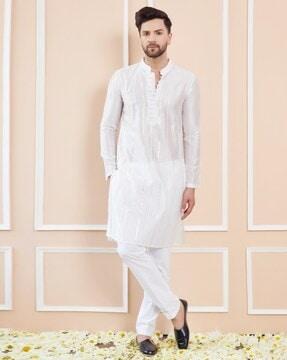 men embellished regular fit kurta