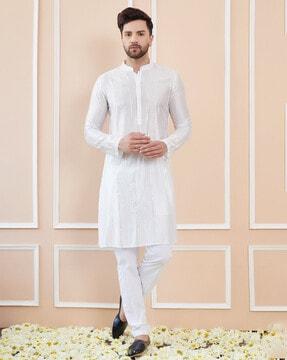 men embellished regular fit kurta