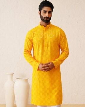 men embellished regular fit kurta