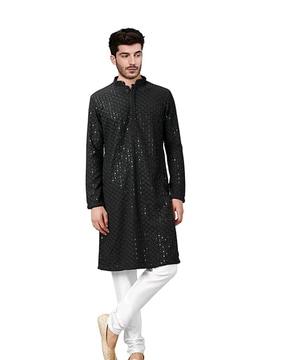 men embellished regular fit kurta