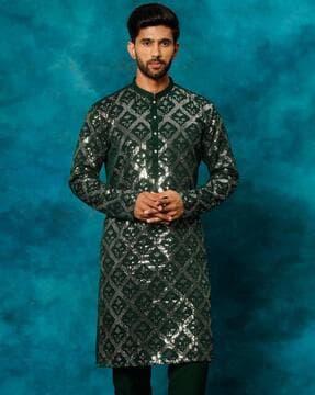 men embellished regular fit kurta