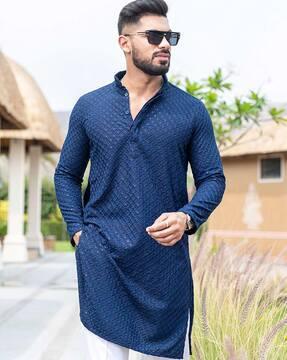 men embellished regular fit kurta