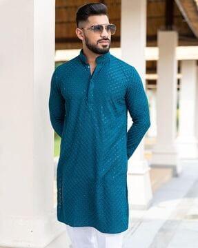 men embellished regular fit kurta