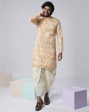 men embellished regular fit long kurta