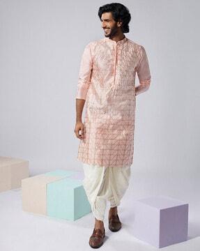 men embellished regular fit long kurta