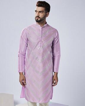 men embellished regular fit long kurta