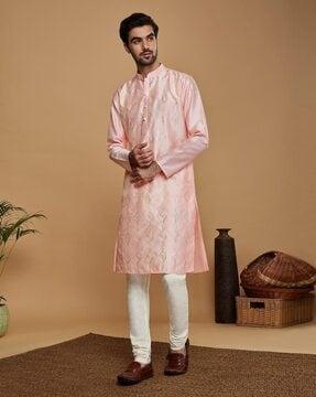 men embellished regular fit long kurta