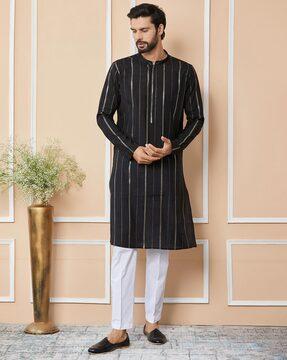 men embellished regular fit long kurta