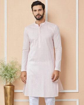 men embellished regular fit long kurta