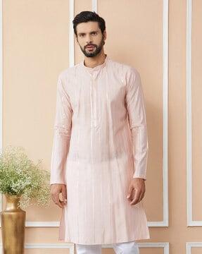 men embellished regular fit long kurta