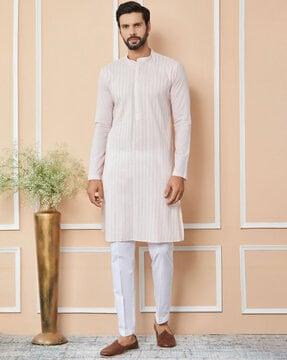 men embellished regular fit long kurta