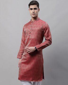 men embellished regular fit long kurta