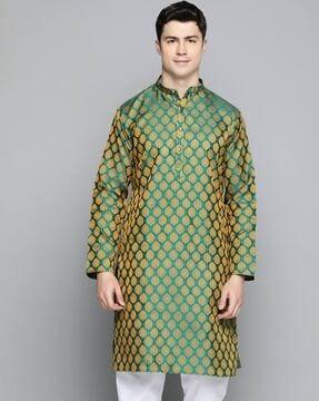 men embellished regular fit long kurta