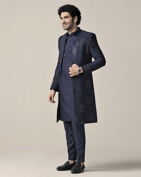 men embellished regular fit sherwani