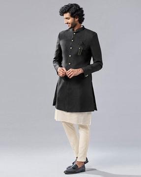 men embellished regular fit sherwani